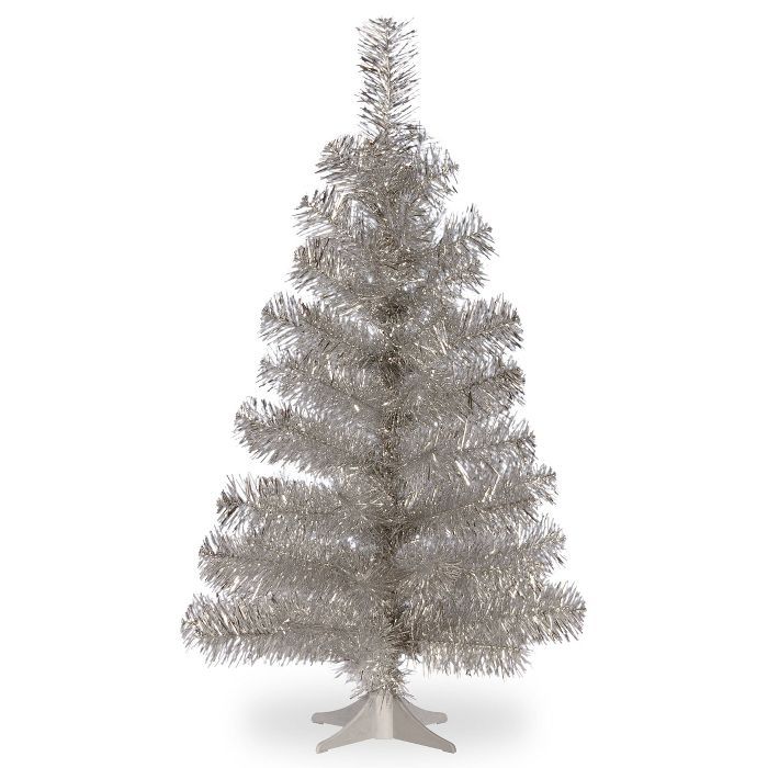 3ft National Christmas Tree Company Silver Tinsel Artificial Pencil Christmas Tree | Target