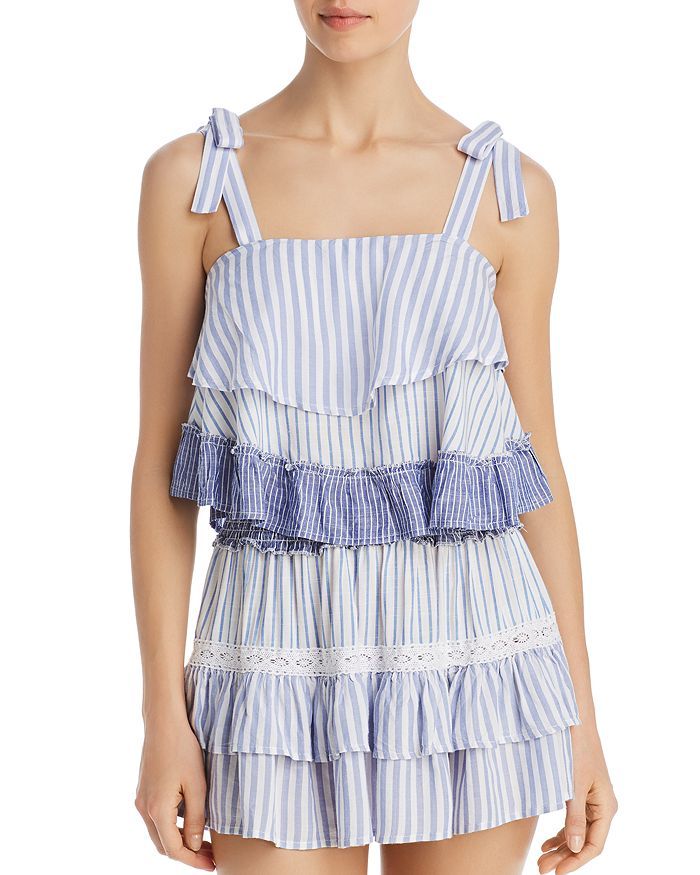 Striped Combo Ruffle Tank Top Swim Cover-Up | Bloomingdale's (US)