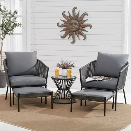 Better Homes and Gardens Brecken Patio 5 Piece Chat Set with Gray Cushions | Walmart (US)