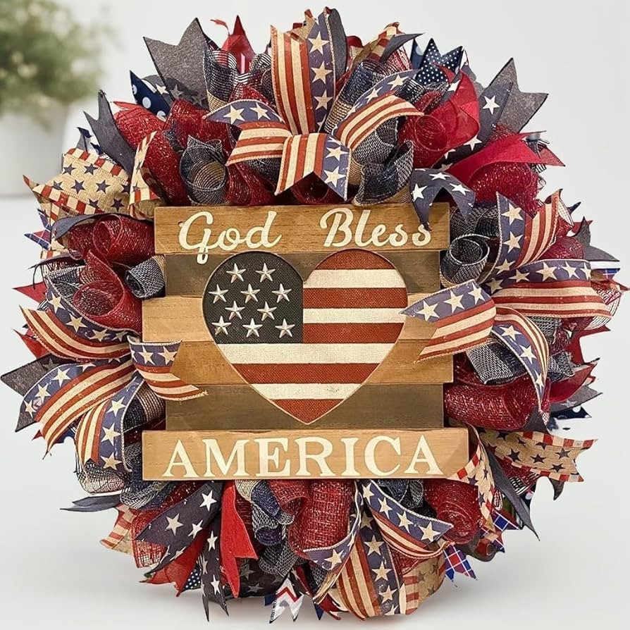 2026 Patriotic Wreaths for Front Door, 250th Anniversary Decorations, 4th of July Decorations Out... | Amazon (US)