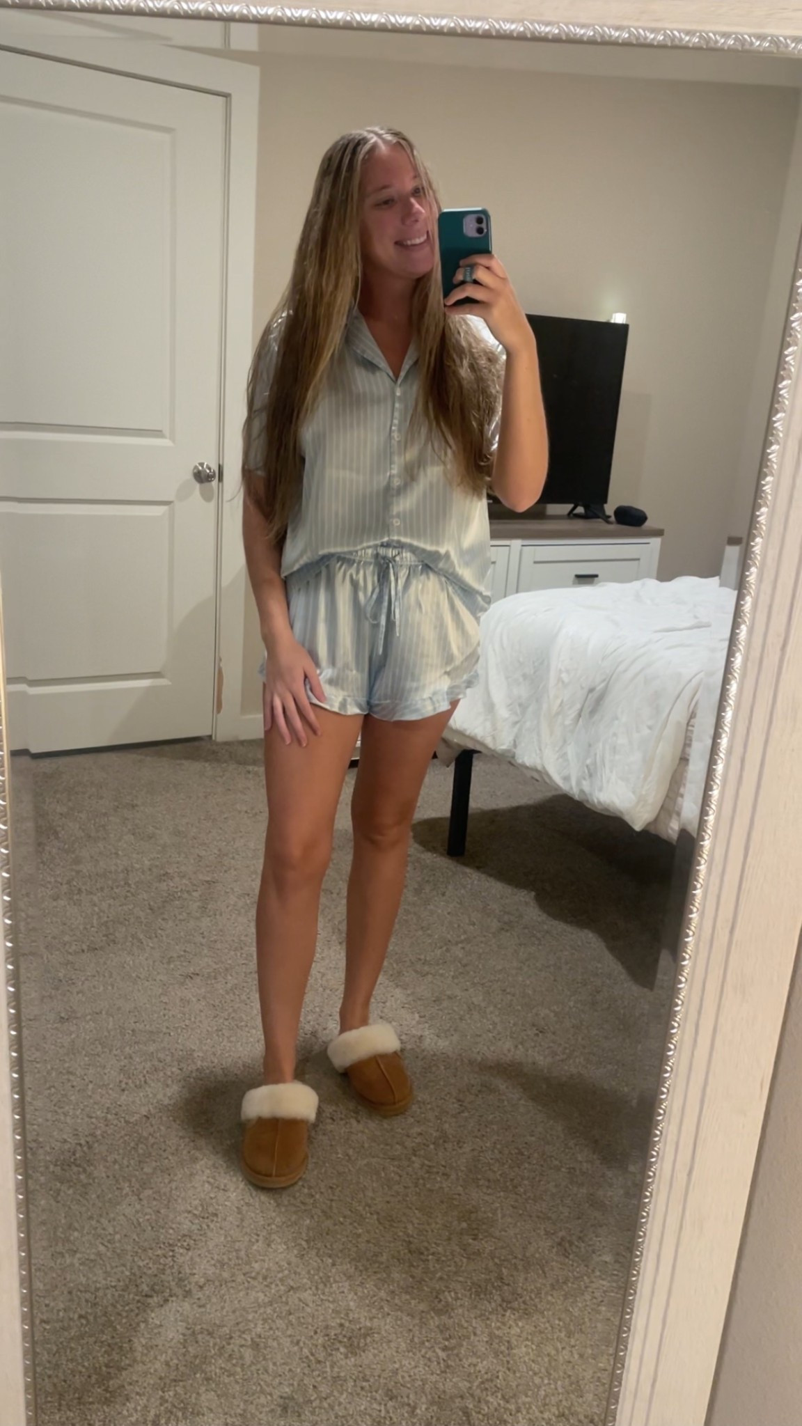 i LOVE a pajama set!! i am wearing a size large in this cutie blue striped silk pajamas set. get you a pair too using my linked products!!

#LTKStyleTip #LTKHome