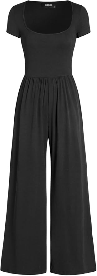 CIDER Women's Scoop Neckline Short Sleeve Wide Leg Jumpsuit | Amazon (US)
