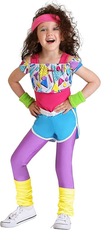 Toddler Girl's Work It Out 80's Costume Retro Workout Outfit | Amazon (US)