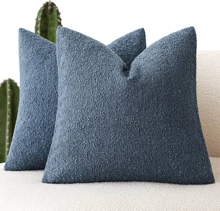 Foindtower Pack of 2, Decorative Textured Boucle Throw Pillow Covers Accent Solid Pillow Cases Co... | Amazon (US)