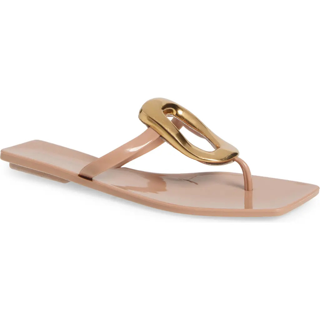 Jeffrey Campbell Linques Flip Flop in Beige Shiny Gold at Nordstrom, Size 6 | Nordstrom