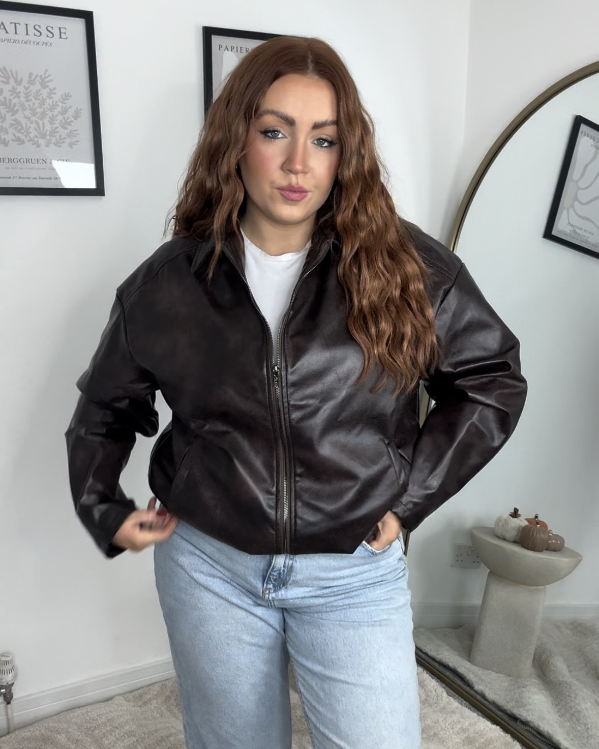 Brown leather bomber !!! 

#LTKmidsize #LTKautumn #LTKcurves