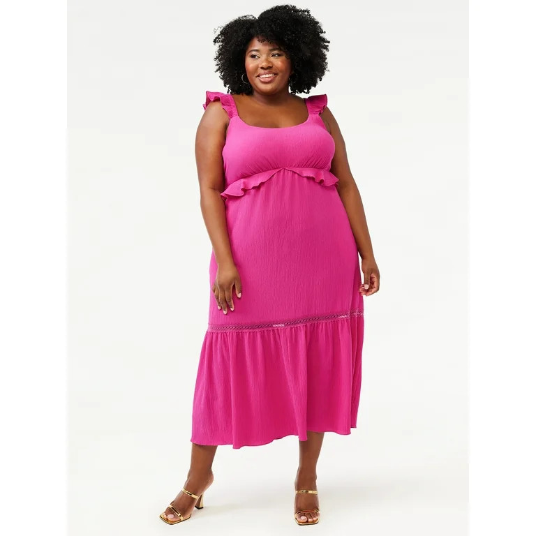 Sofia Jeans by Sofia Vergara Women’s Plus Size Maxi Tank Dress with Ruffle Sleeves | Walmart (US)