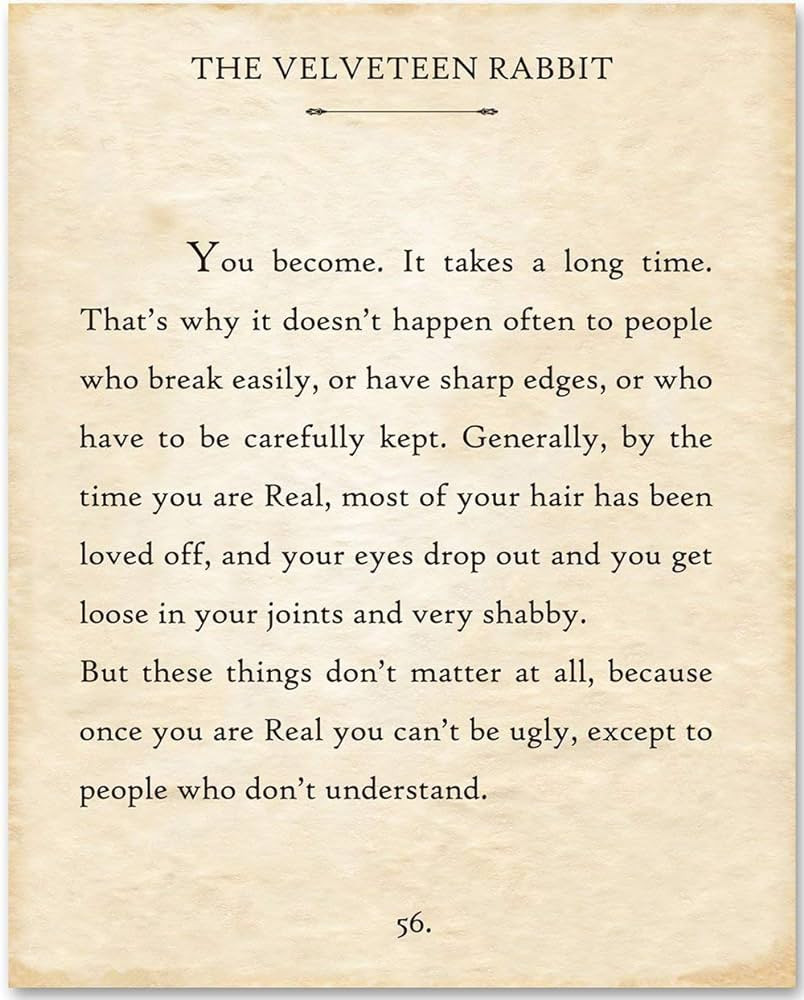 The Velveteen Rabbit - You Become - 11x14 Unframed Literary Art Book Quote Page Print - Great Ins... | Amazon (US)