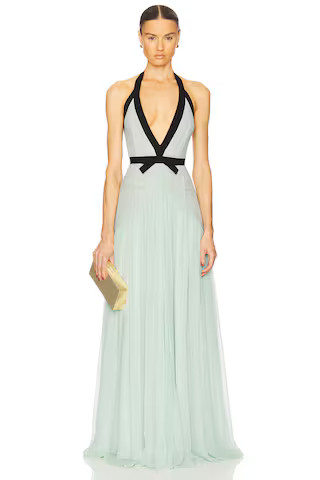 Helsa The Siren Dress in Silk Chiffon in Mint & Black from Revolve.com | Revolve Clothing (Global)