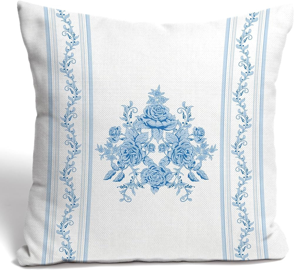 Grandmillennial Home Decor, Blue Floral Pillow Cover 18x18 for Decorative Aesthetic Pillows | Amazon (US)