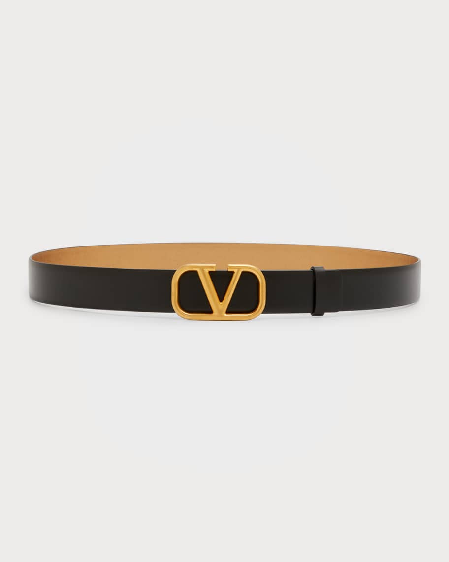 Valentino Garavani VLogo Reversible Leather Belt | Neiman Marcus