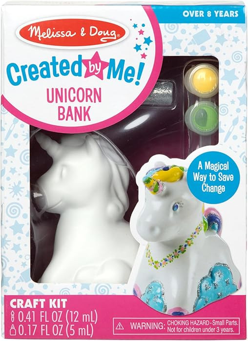 Melissa & Doug Created by Me! Decorate-Your-Own Unicorn Bank Craft Kit with 6 Pots of Paint, Glit... | Amazon (US)
