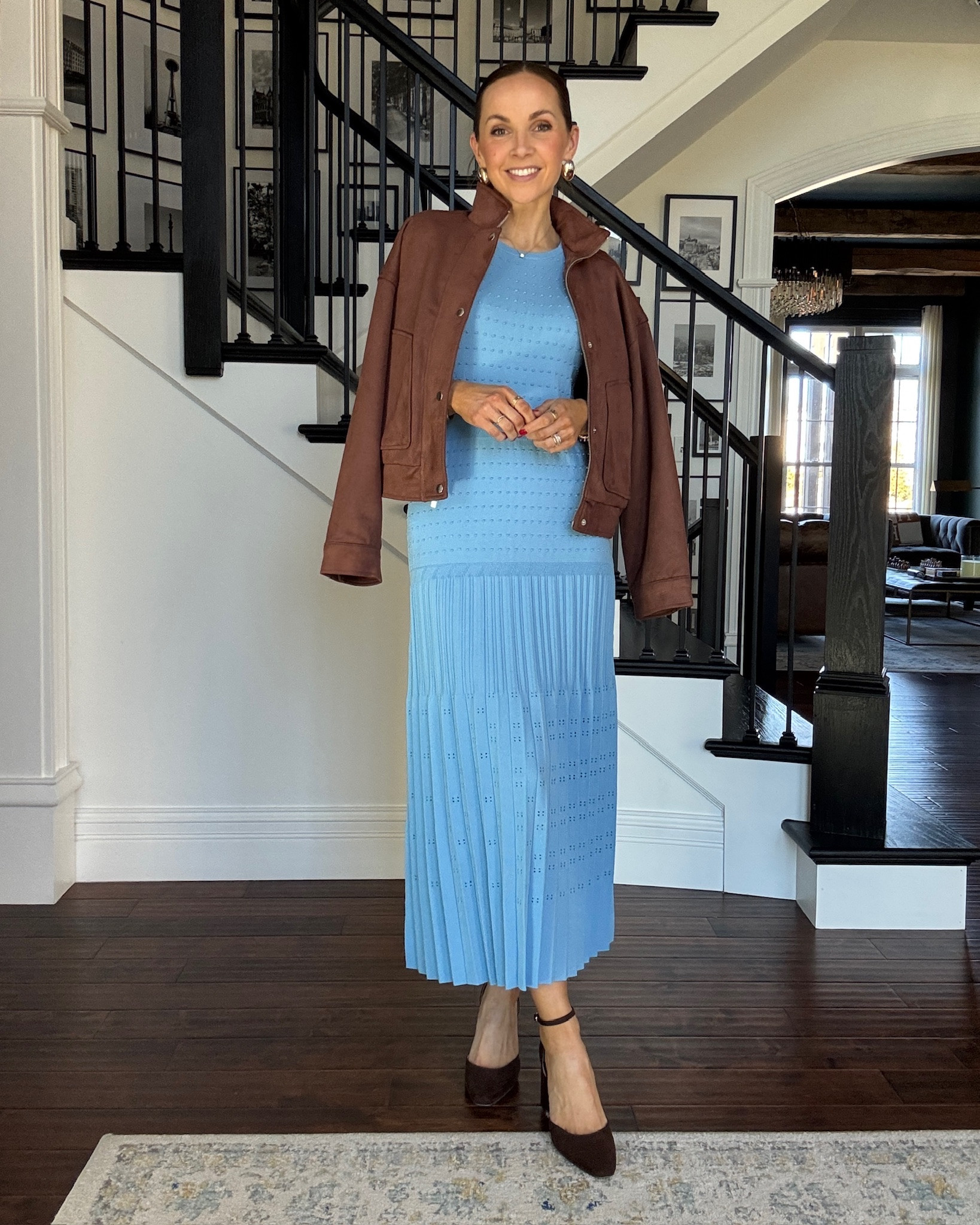 @anntaylor dress layered with @target suede jacket. 

#LTKootd