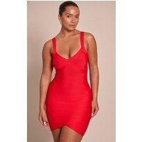 Shape Red Bandage Wrap Hem Detail Mini Dress | PrettyLittleThing US