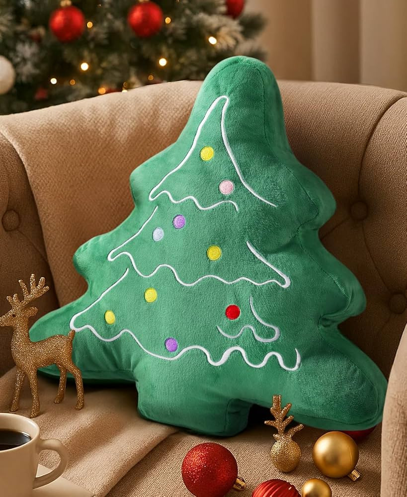 Christmas Tree Shaped Pillows- Plush Stuffed Christmas Tree Throw Pillows for Home Couch Sofa Bed... | Amazon (US)