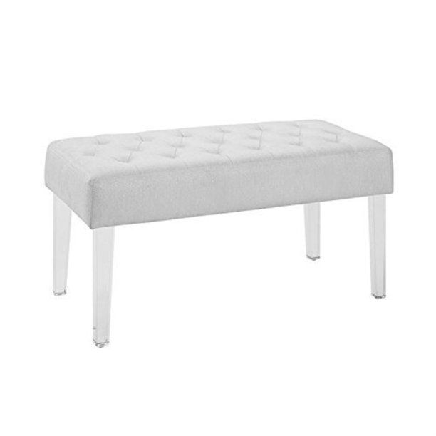 ella button tufted fabric bench with acrylic legs by linon | Walmart (US)