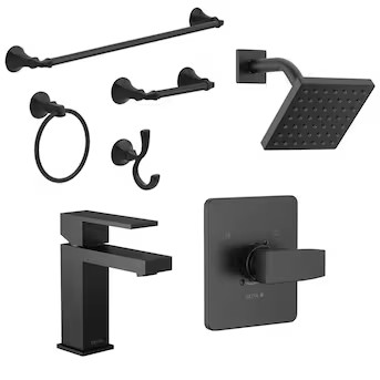 Delta Modern Matte Black Bathroom Sink Faucet,  Shower Faucet, and Bath Hardware Collection | Lowe's