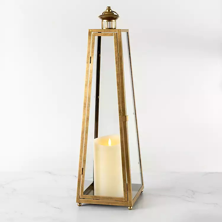 Brushed Gold A-Frame Lantern, 29 in. | Kirkland's Home