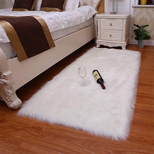 YOH Rectangle Luxury Fluffy Bedroom Bedside Rugs, Indoor Ultra Soft Faux Fur Sheepskin Area Rugs,... | Amazon (US)