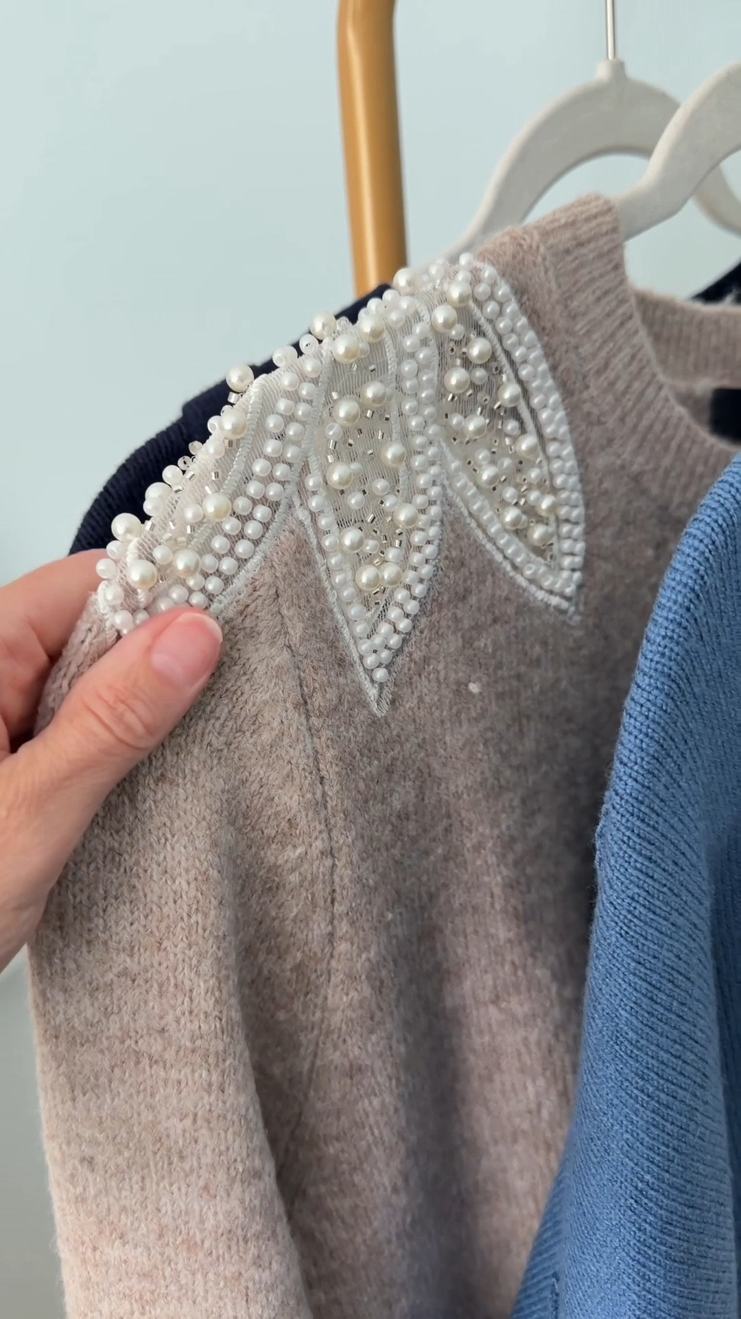 The most beautiful and unexpected sweater find and I cannot stop thinking about it 🤍 Rhinestones, beaded shoulders, and the most gorgeous unique detail. This one is anything but ordinary and the fact that it is so affordable makes it even better. The perfect piece to elevate any fall outfit and feel a little extra without trying too hard.