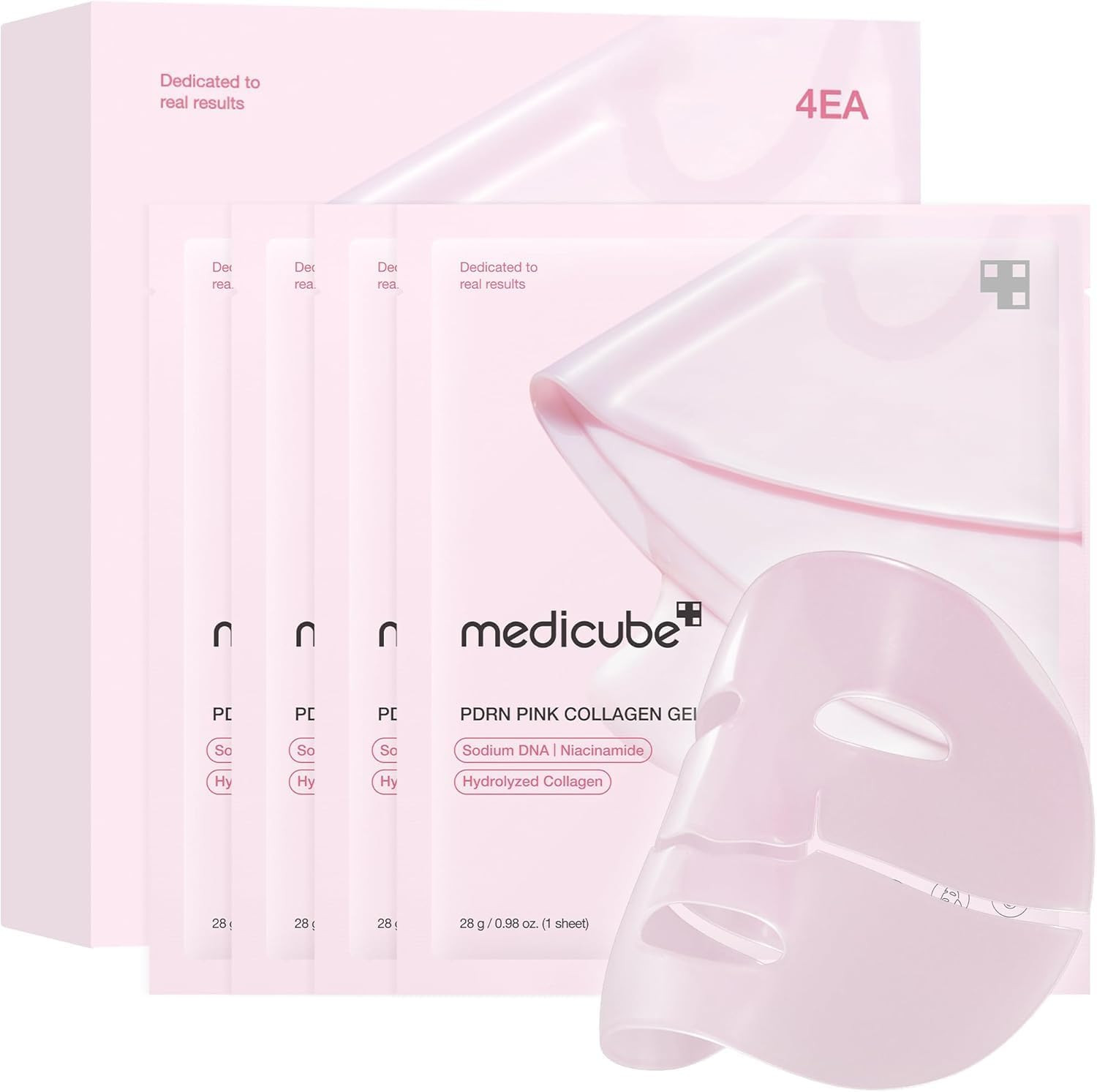 medicube Salmon DNA PDRN pink collagen jelly gel mask | overnight face mask for glass glow skin- elasticity, hydrating, firming and moisturizing | korean skincare, 28g, 4ea | Amazon (UK)