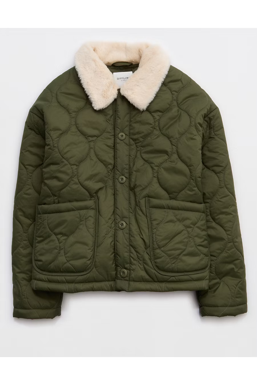 OFFLINE By Aerie Quilted Chore Jacket Women's Military Green XL | Aerie