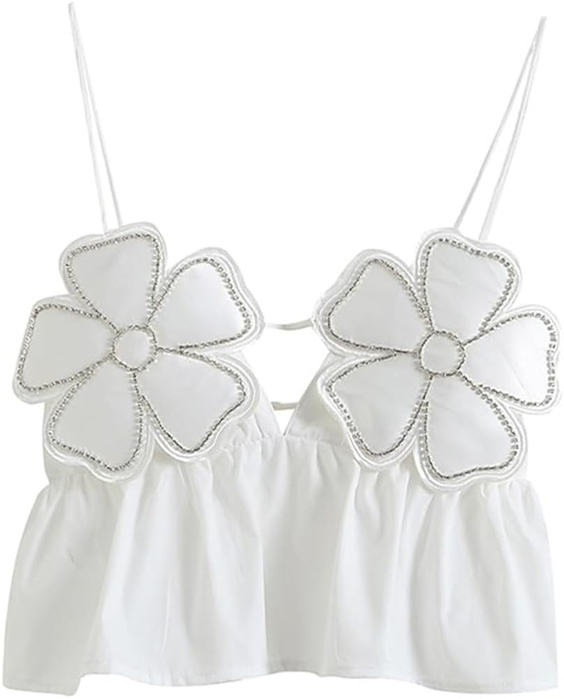 Women's Tank Tops 3D Flower Summer Sleeveless Sexy Backless Top Camisoles Y2k Going Out Party Shi... | Amazon (US)