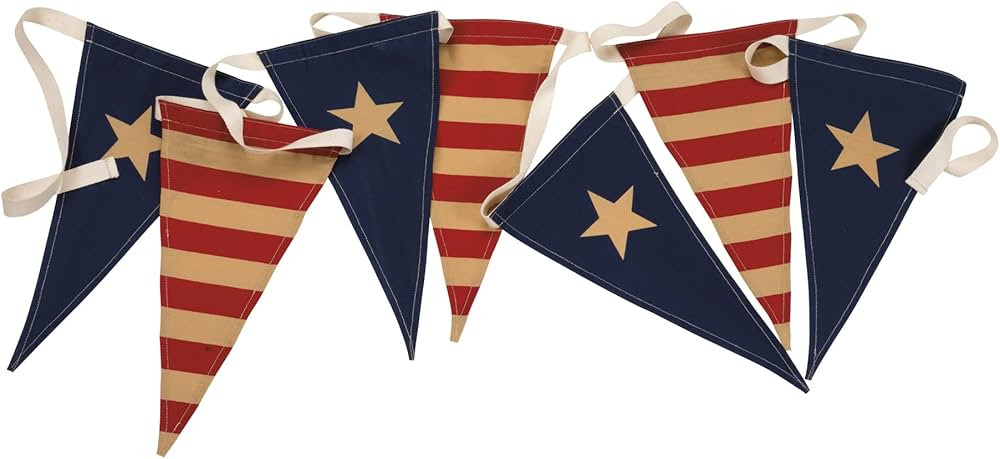 PBK Primitive Patriotic Decor -Vintage Flag Fabric Pennant Garland Banner #29561 | Amazon (US)