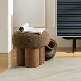 Modern Barrel Lamb Wool Upholstered Mushroom Stool - Bed Bath & Beyond - 42568260 | Bed Bath & Beyond