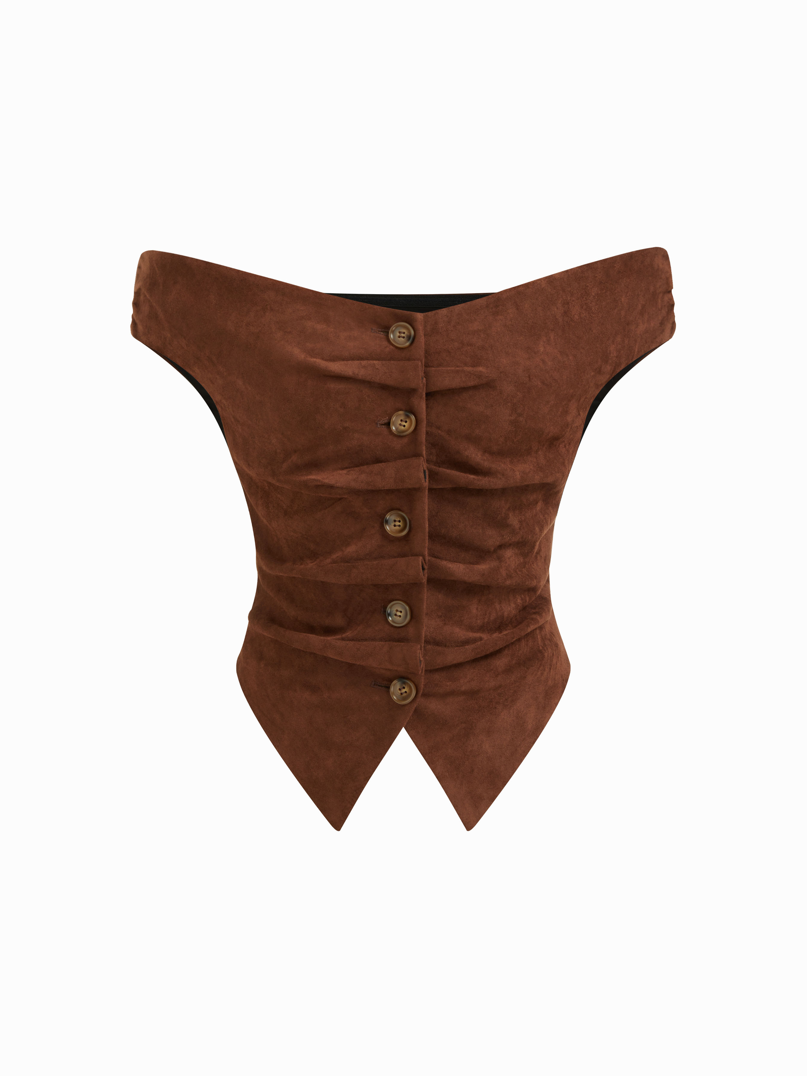 Suede Suede Off-shoulder Ruched Asymmetrical Hem Top For Daily Casual | Cider