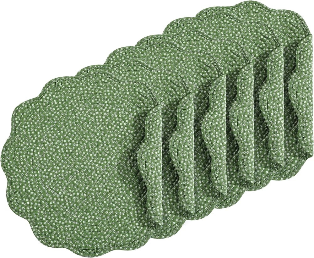 HOMBYS Quilted Placemats Set of 6 Washable Round Placemats for Kitchen Table-100% Cotton Fabric 1... | Amazon (US)