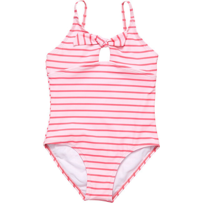Coral Stripe Sustainable Bow Swimsuit | Maisonette