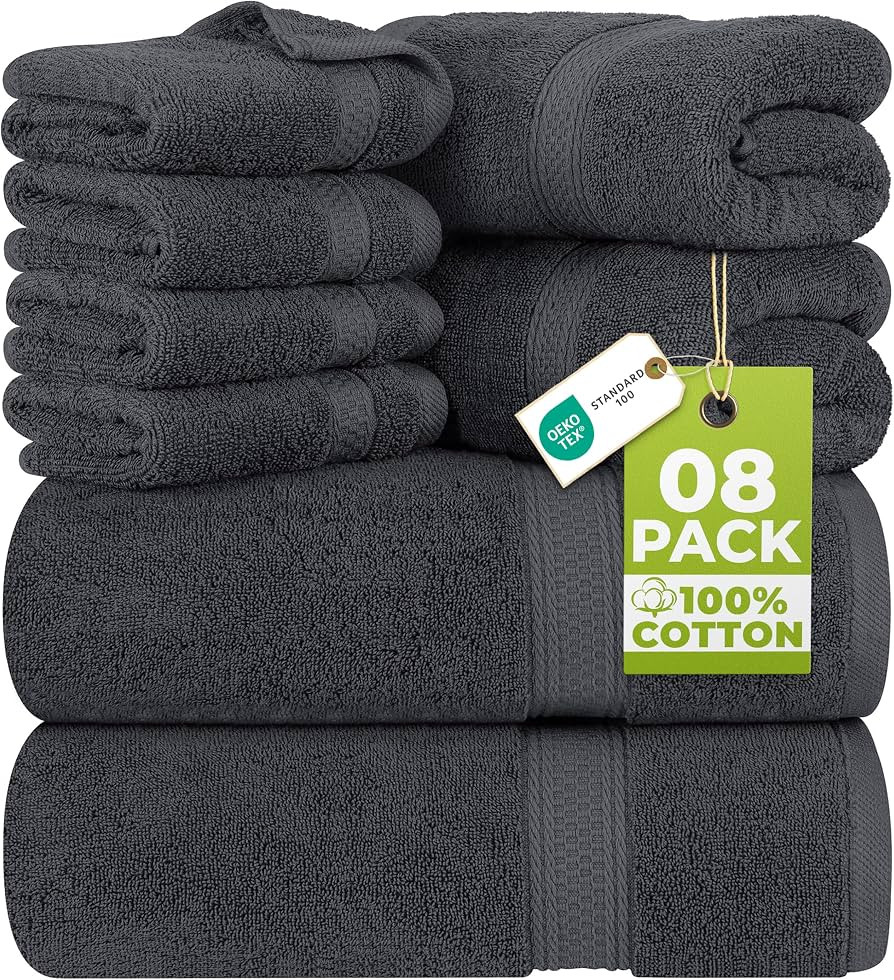 Utopia Towels 8 Piece Luxury Towel Set \u2013 Majestic Plush, Super Absorbent & Quicker-to-Dry, T... | Amazon (US)