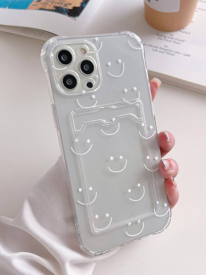 Smile Face Pattern Card Slot Phone Case With Card Holder | SHEIN