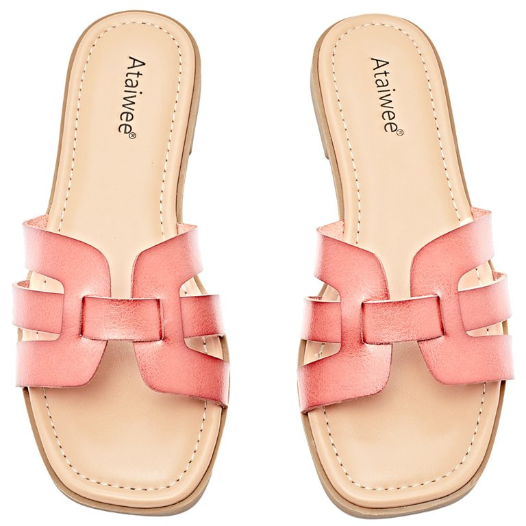 Ataiwee Women's Flat Slide Sandals - Ladies Casual Criss Cross Slip On Walk Summer Dress Slide Sa... | Walmart (US)