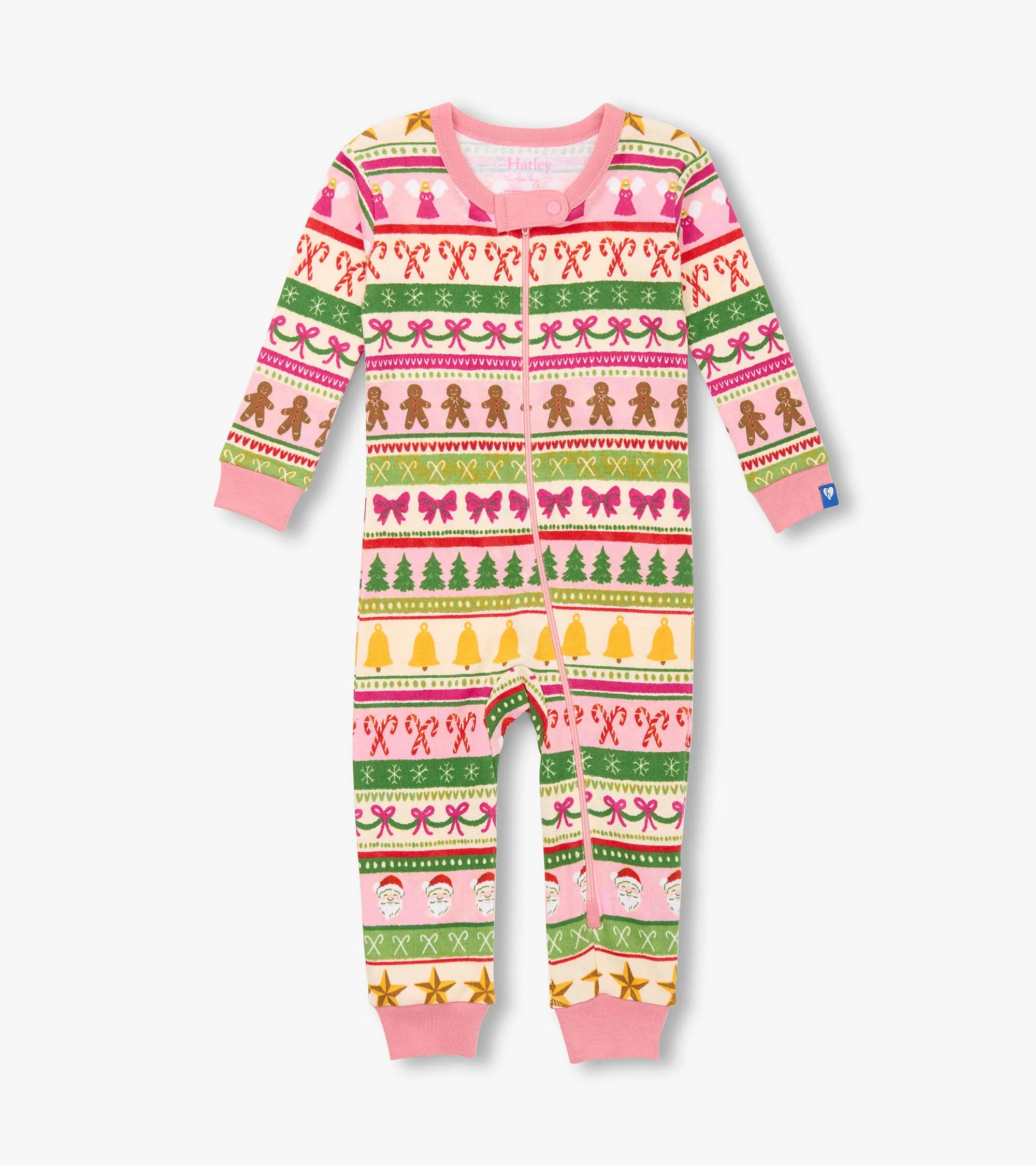 Baby Girls Pink Fun Fair Isle Cotton Sleeper | Hatley