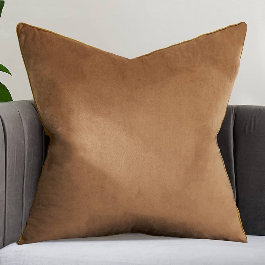 Avigers 24 x 24 Inches Brown Solid Cushion Case Luxury Modern Square Throw Pillow Cover Decorativ... | Amazon (US)