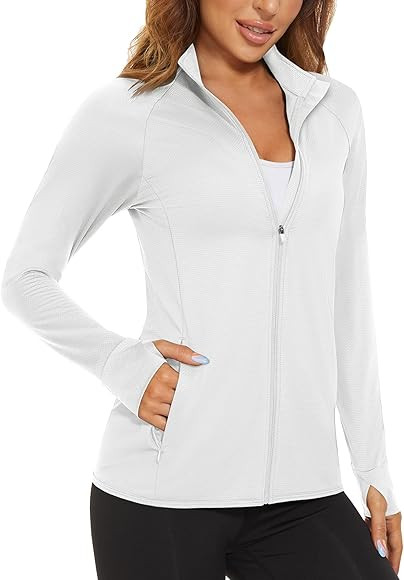 MAGCOMSEN Women's UPF 50+ Lightweight Athletic Jacket Sun Protection Full Zip Long Sleeve Shirts ... | Amazon (US)