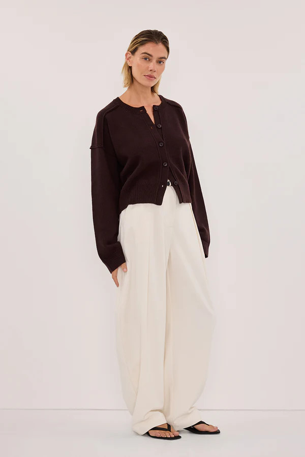 PAIGE CHOC WOOL KNIT CARDIGAN | DISSH
