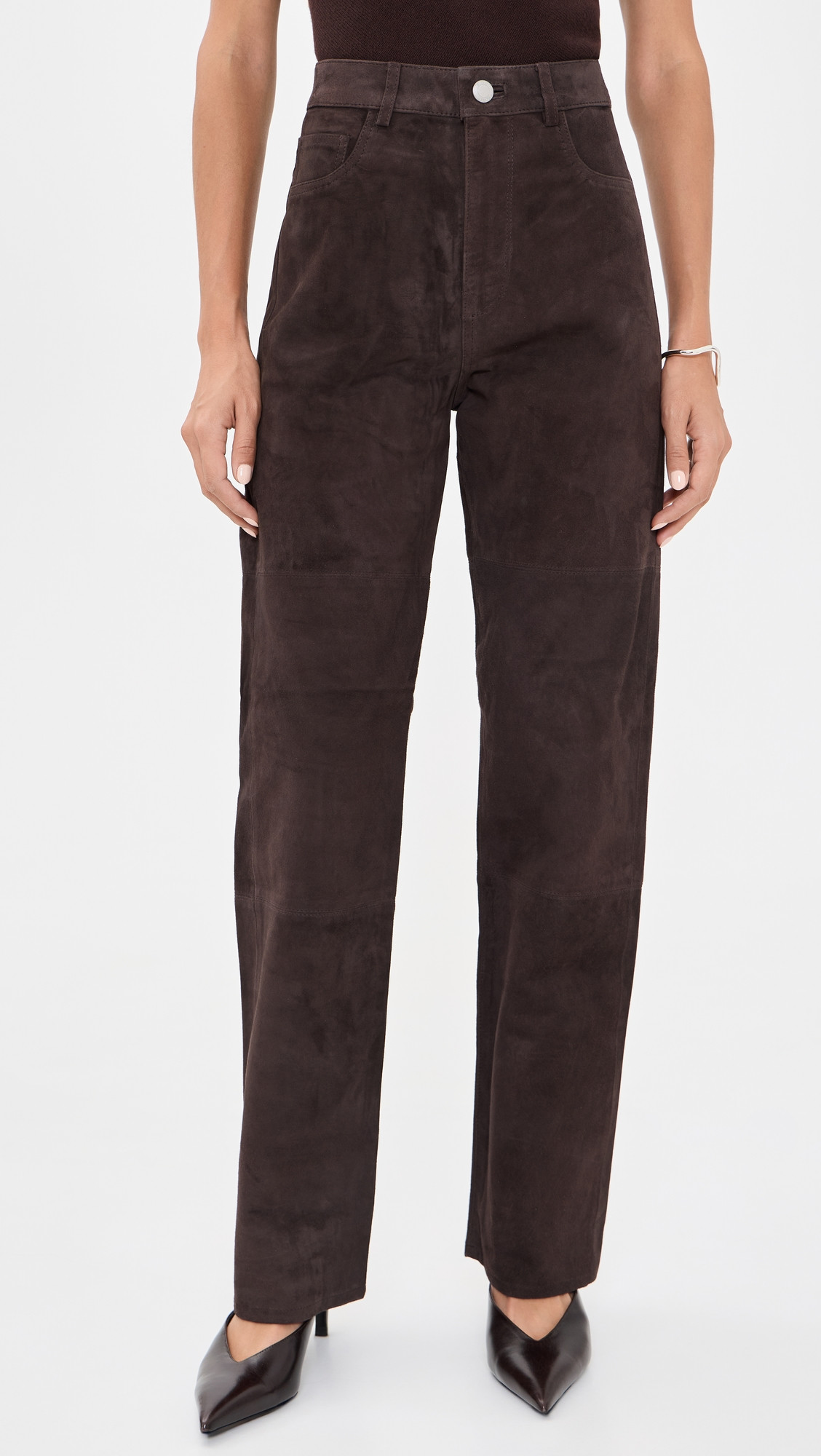 DL1961 Dakota Slim Straight Suede Pants Tobacco Suede 30 | Shopbop