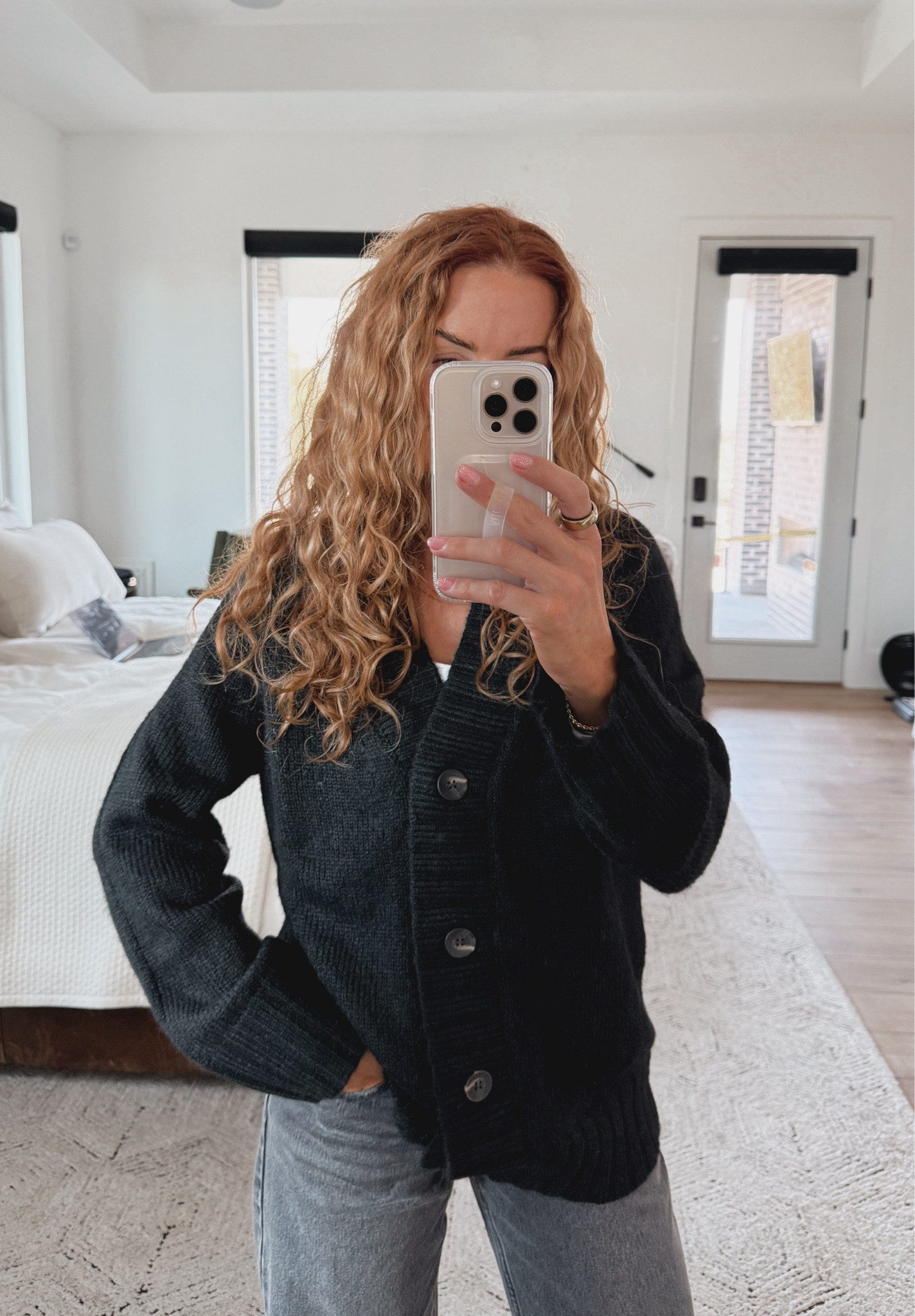 Everyone needs a good black cardigan! Wearing my true size in this one from @walmartfashion. It’s so cozy! #walmartpartner #walmartfashion