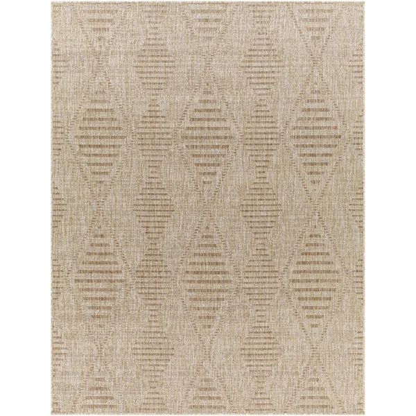 Corryn Geometric Machine Woven Indoor / Outdoor Area Rug in Khaki | Wayfair North America