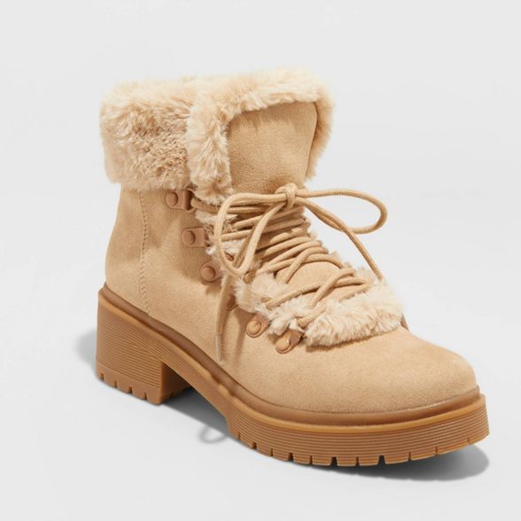 Women's Betsy Faux Fur Hiking Boots - A New Day™ | Target