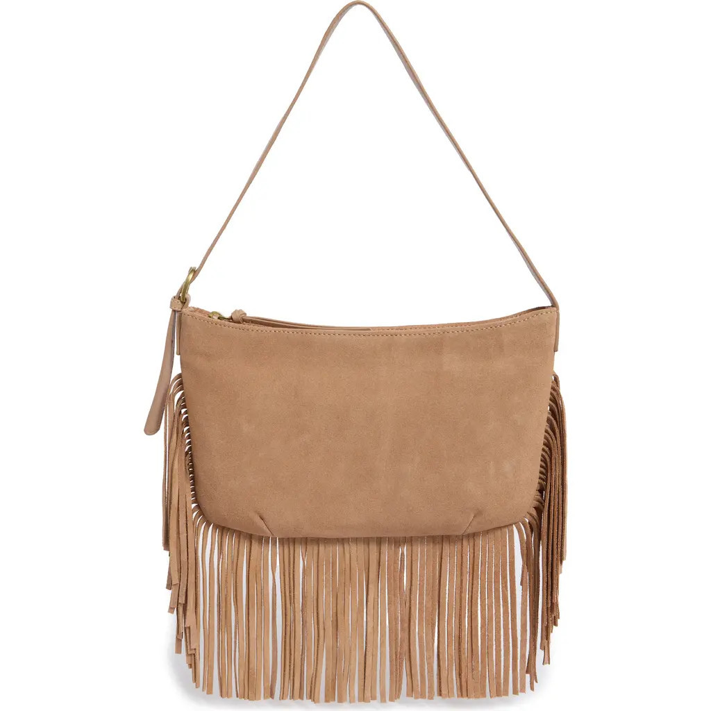 Lucky Brand Ivy Fringe Suede Shoulder Bag in Tuscany Soft Cow Suede at Nordstrom Rack | Nordstrom Rack