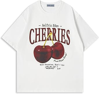 Aelfric Eden Oversized Graphic Tees Unisex Cherries Print T Shirts Casual Summer Short Sleeve Top... | Amazon (US)