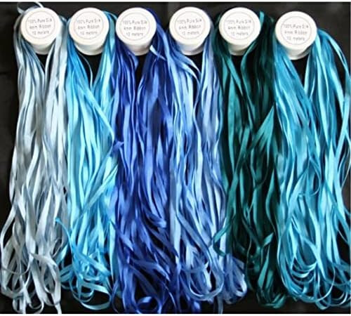 New ThreadNanny 6 Spools of 100% Pure Silk Ribbons - Blue Tones - 60 MTS x 4mm | Amazon (US)