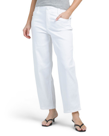 Ab Technology Sky Rise Barrel Leg Jeans With Dart Hem | TJ Maxx