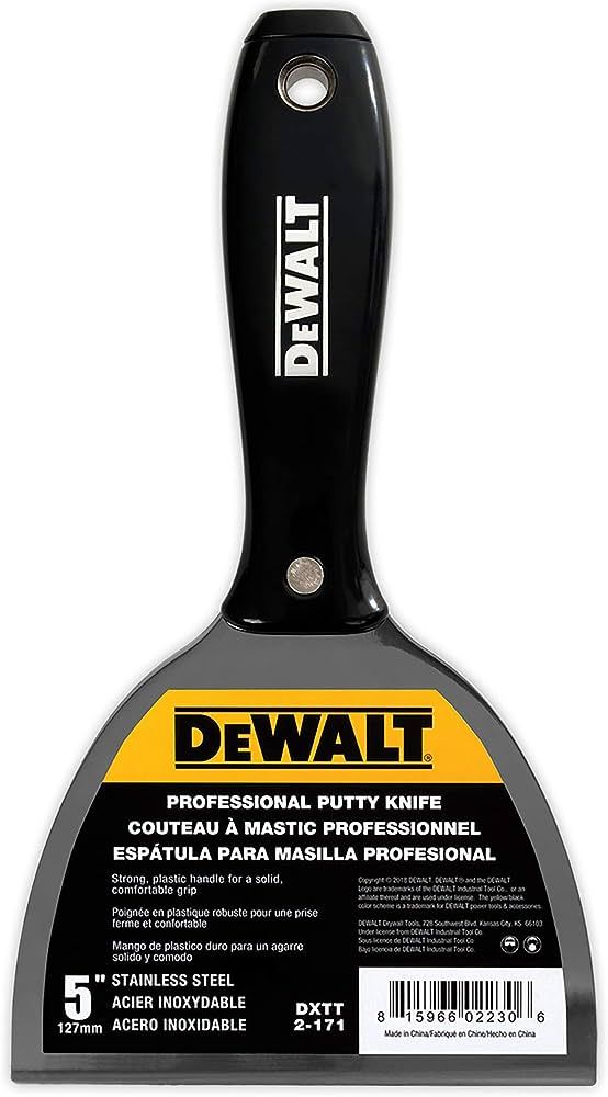 DEWALT 5" Putty Knife | Stainless Steel w/Black Nylon Handle | DXTT-2-171 | Amazon (US)
