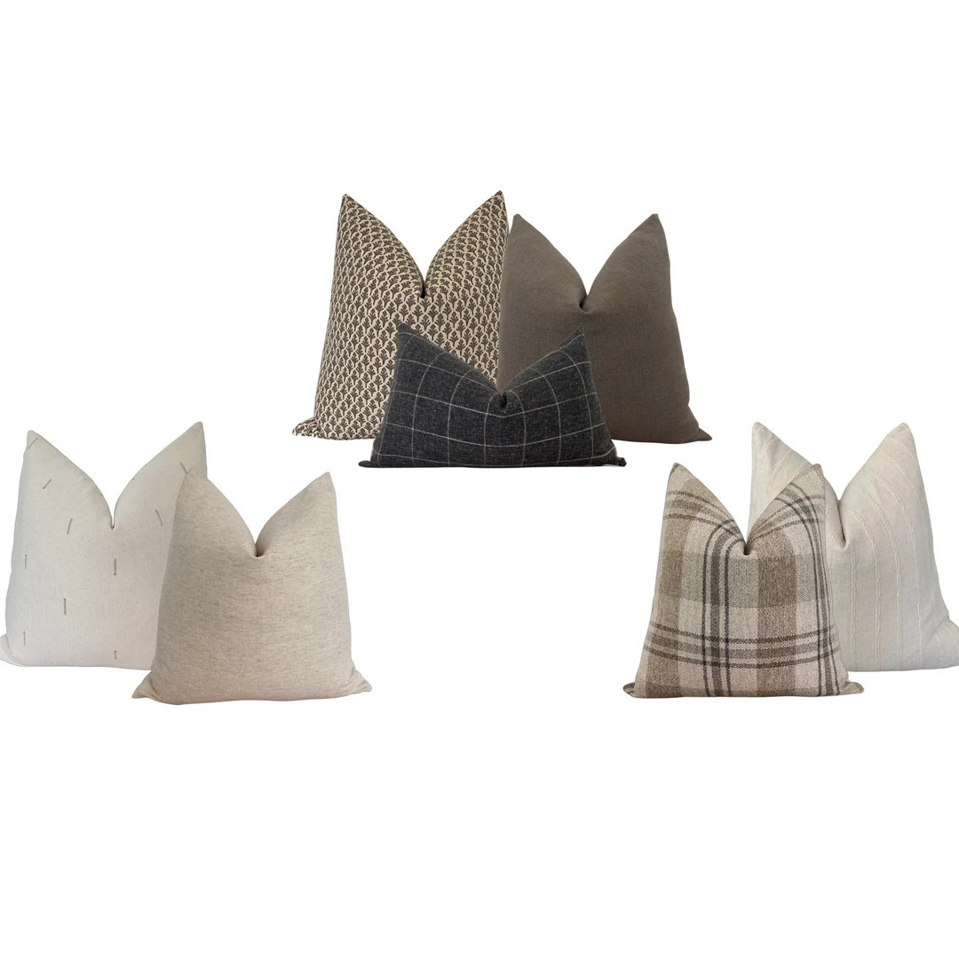 Taupe, Cream, Gray Sectional Pillow Set, Cover Only - Etsy | Etsy (US)