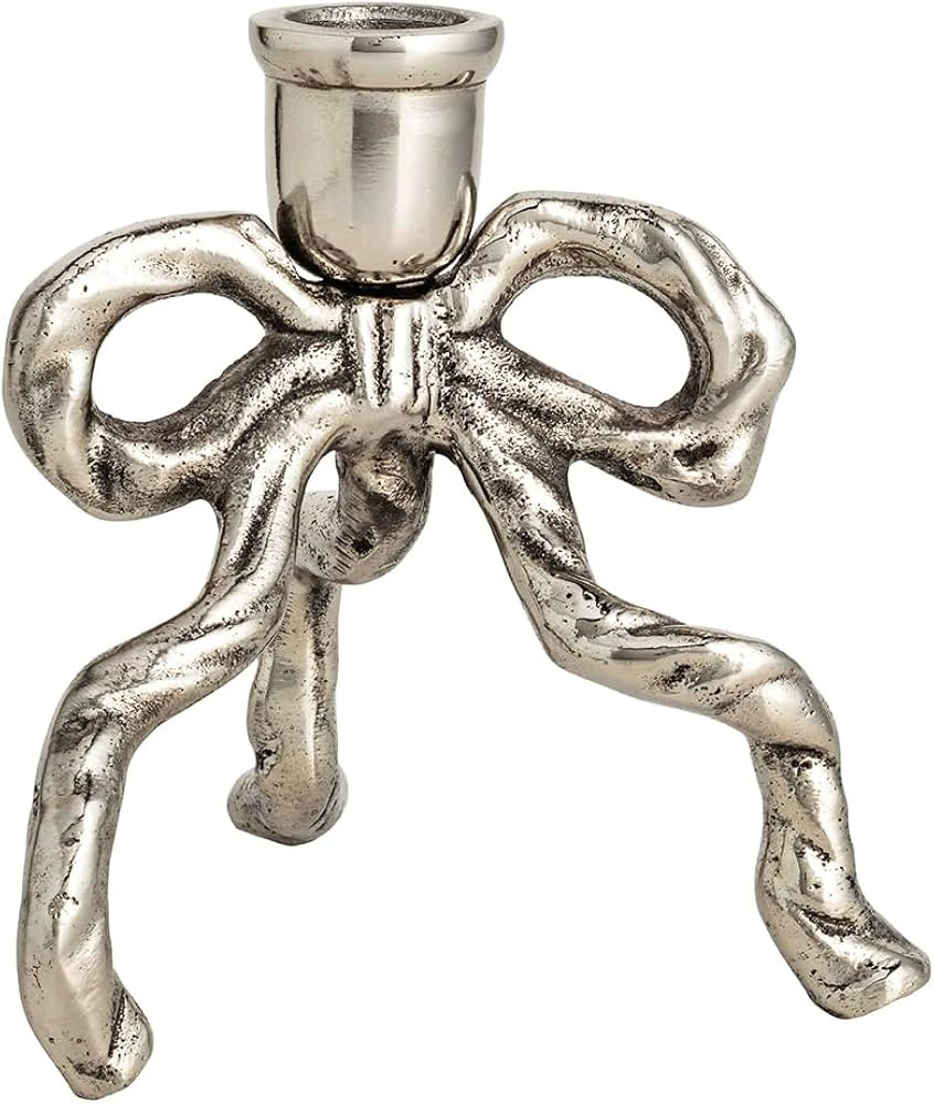 Mud Pie Christmas Large Bow Taper Holder | Amazon (US)